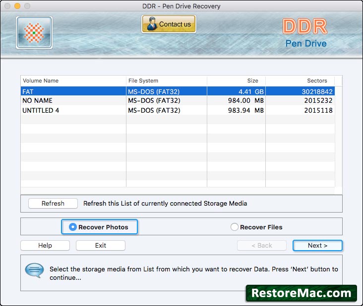 Select the storage media drive